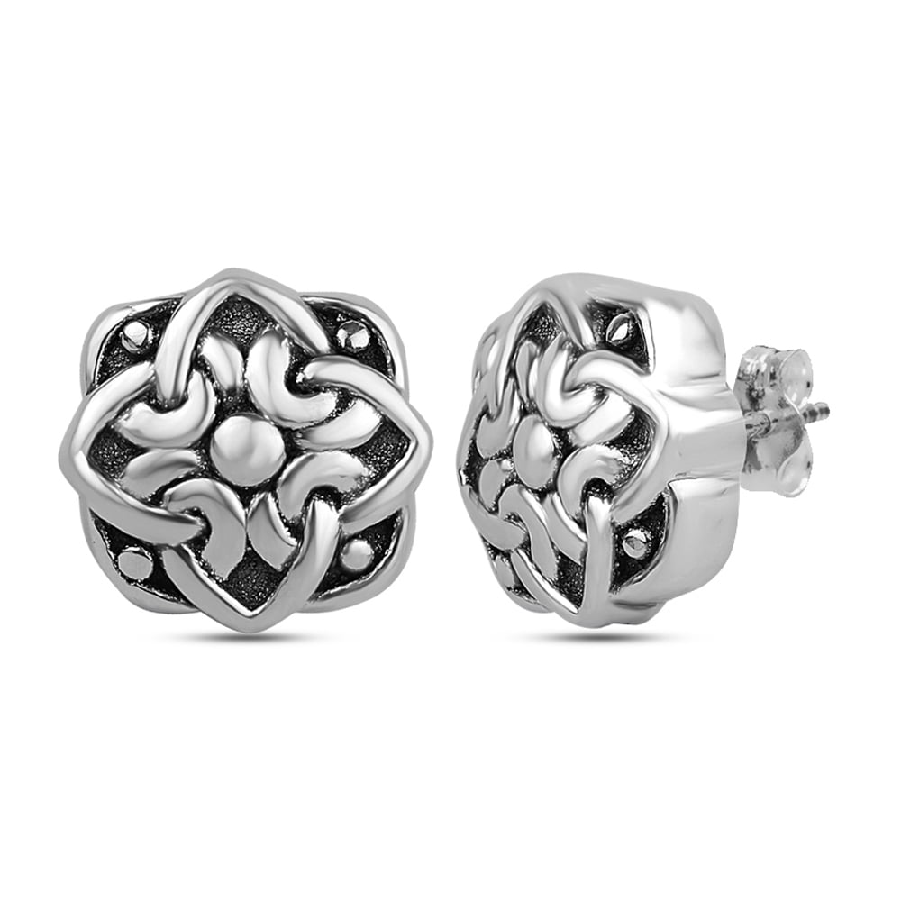 AtoZ Piercing Fancy Celtic Flower 925 Sterling Silver with Stainless Steel Belly Button Rings