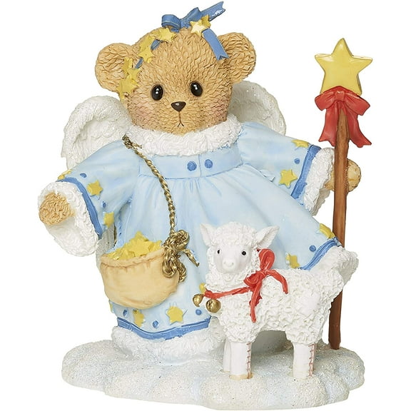 Roman Cherished Teddies, Stella Snow Angel with Lamb Figure, 3.75" H