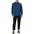 thumbnail image 2 of CAMISAS DE CUADRO DE MANGA LARGA DE AJUSTE REGULAR PARA HOMBRES CON BOLSILLOS AZUL S, 2 of 5