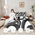 thumbnail image 4 of Castle Fairy Abstract Brush Ring Full Size Comforter Sets 3-Piece,Watercolor Curved Stroke Bedding Comforter Set,Black White,Reversible,1 Comforter and 2 Pillowcases, 4 of 6
