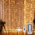 thumbnail image 2 of Cortina de luces LED de cobre con control remoto por USB, 8 modos, 3 x 3 m, 300 LED, luces navideñas para exteriores, luces decorativas, 2 of 6