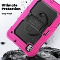 thumbnail image 6 of SaniMore for iPad Pro 11 2024 Case, 3 Layers Multi-Functional Cover with Pencil Holder Shoulder & Hand Strap 360° Rotatable Kickstand Shockproof Protective Shell, Rose, 6 of 11