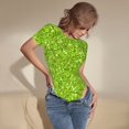 thumbnail image 3 of Rateoe Lime green glitter Printed Women Rash Guard Short Sleeve,Tummy control Swimsuit Surfing Swimsuit Bathing Suit Short-sleeved Onesie UPF 50+, 3 of 6