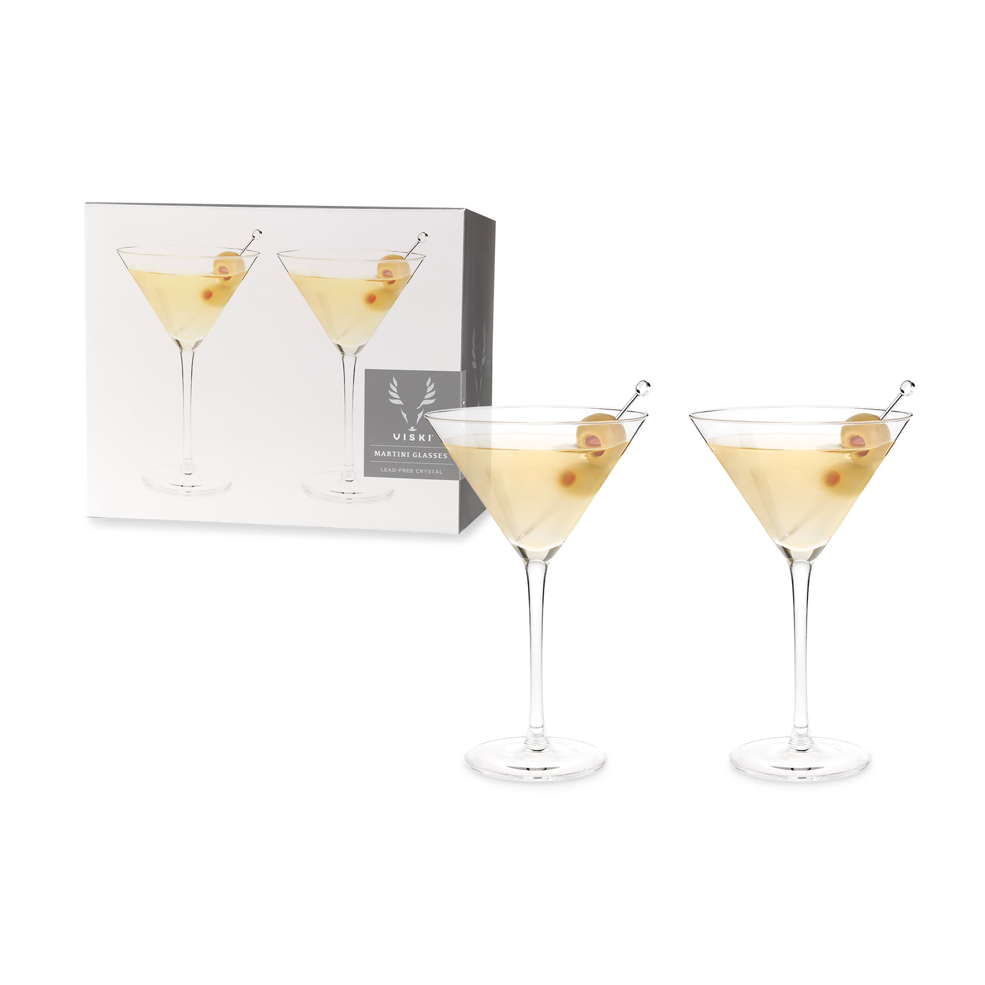 Heavy Base Set Of 2 Lead-Free Premium Crystal Clear Stemless Martini Cocktail... 