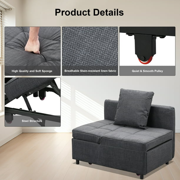 Ainfox 4-in-1 Convertible Sleeper Chair Bed Pull Out Sofa Bed
