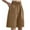 Khaki, variant on Ltctricy Bermuda Shorts for Women Elastic High Waisted Wide Leg Cotton Linen Shorts Loose Casual Shorts with Pockets