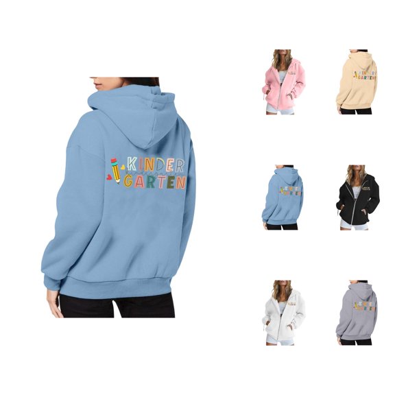 Oversized Hoodie Womens Casual Sweatshirt for Women Lightweight Zip Up Women's Hoodies And Sweatshirts With Hood For Everyday Wear Long Sleeve Design Back To School Print Pairing Jeans
