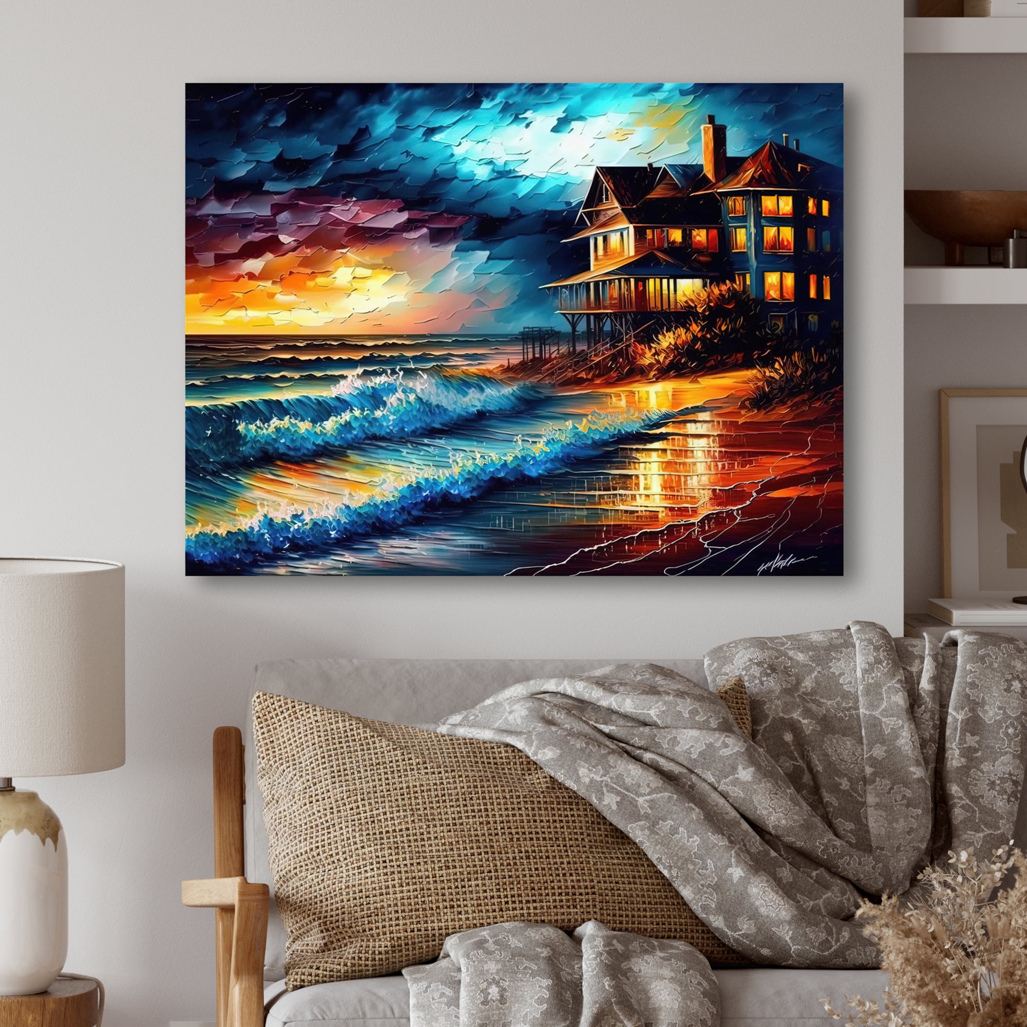 Designart Colorful Beach House II Canvas Wall Art