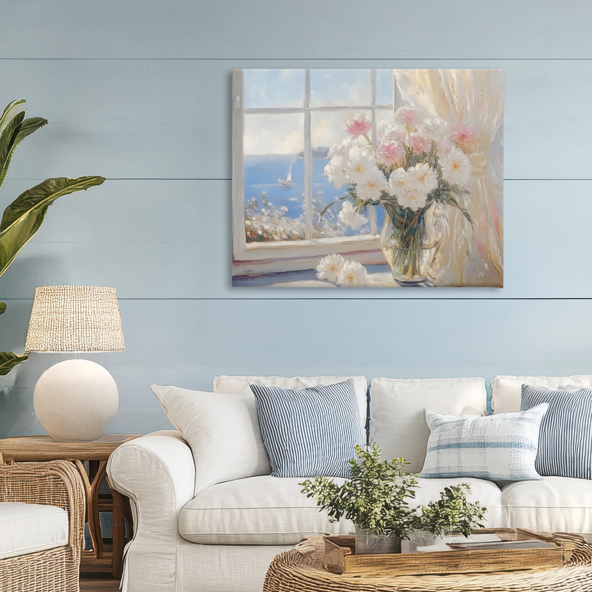 Stupell Industries Coastal View Floral Window Bouquet Canvas Wall Art, design by LSR Design Studio