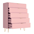thumbnail image 4 of 5-Drawer Chest in MDF Wood with Gold Metal Legs, 4 of 6