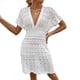 thumbnail image 3 of Vestido de Crochet para Mujer, de Corta y Cuello en V, Ideal para Verano. M, 3 of 10