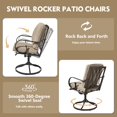 thumbnail image 7 of MELLCOM Patio Swivel Chair Set of 2, Heavy Duty Outdoor Dining Chairs with Thickened Cushions, Metal Patio Chairs Gentle Rocker for Outside, Garden Lawn & Porch, Backyard, Khaki, 7 of 7