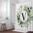 thumbnail image 6 of Letter V Shower Curtain for Bathroom Decor, Alphabet Green Eucalyptus Leaves Plant Simple Waterproof Fabric Shower Curtain, 36"x78" Set with 12 Hooks, 6 of 9
