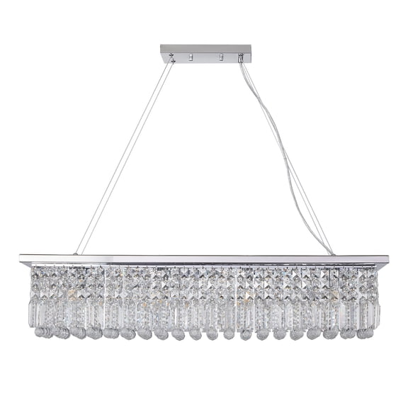 Industrial-Style Extra-Long Rectangular Crystal Chandelier with E27 Bulbs Home Decor