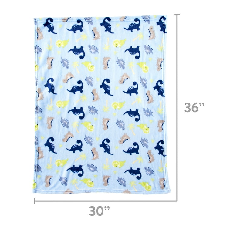 Parent s Choice Blue Dinosaurs Plush Baby Blanket 30 x 36