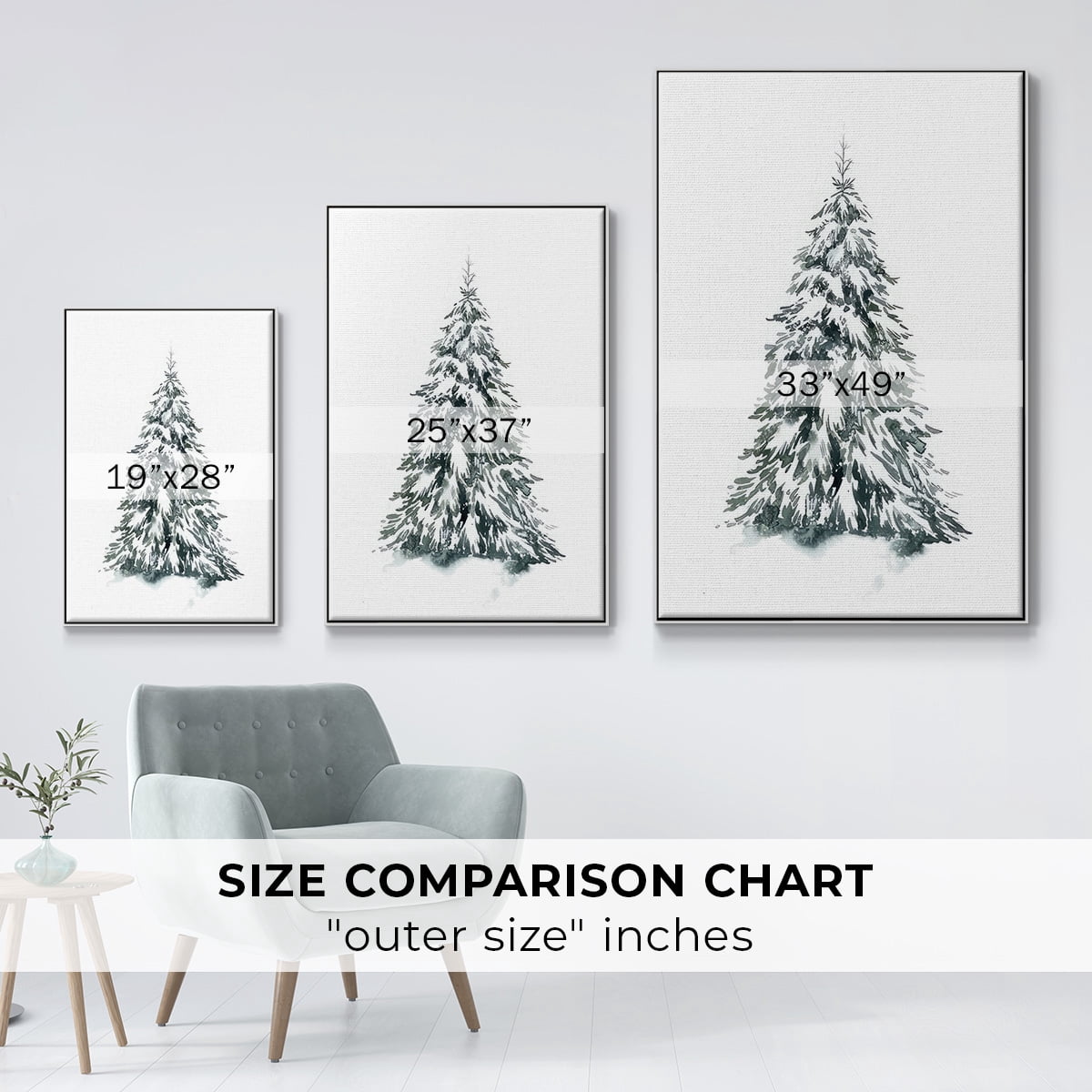 Blue Spruce II - Framed Gallery Wrapped Holiday Canvas - 17 x 25 - White Frame