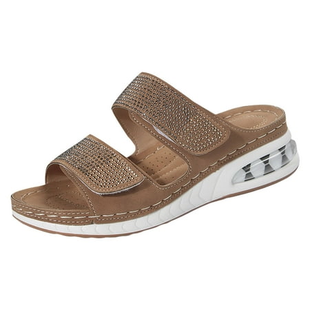 

PEASKJP Dressy Sandals Women Comfortable Sandals for Women Dressy Summer Leather Flat Sandals for Women Ankle Strap Gladiator Sandal (Brown 40)