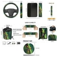thumbnail image 7 of Jeiento Funny Frog Car Seat Covers Set with Steering Wheel Cover Seat Belt Cover Hanging Trash Bag Phone Case Box Holder Pocket Green Leaves Rear View Mirror Cover Cup Holder Car Keychain, 7 of 7
