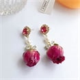 thumbnail image 6 of OUSITAI Elegant Pearl Crystal Rose Stud Earrings Real Sweet Rose Eardrop By Epoxy Process Vintage Eternal Flower In Jewellery, 6 of 6