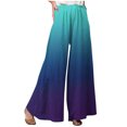 thumbnail image 3 of Wycnly Pants for Women Womens Plus Size Pants Fashion Gradient Print Loose Wide Leg Palazzo Long Pants Fall Casual Linen Elastic Waist Ladies Trousers, 3 of 5