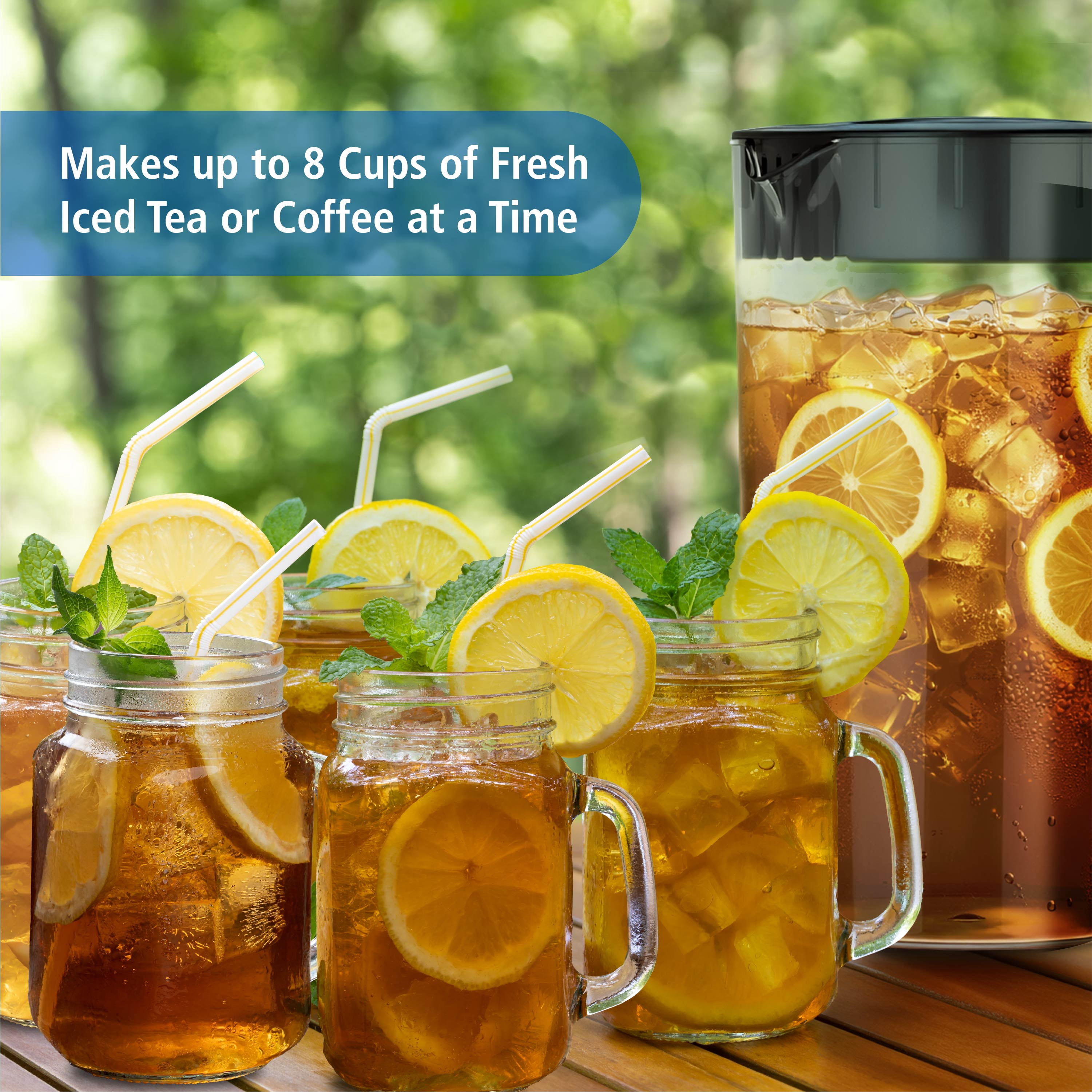 Mainstays Iced Tea and Iced Coffee Pitcher with Lid, 2-Quart