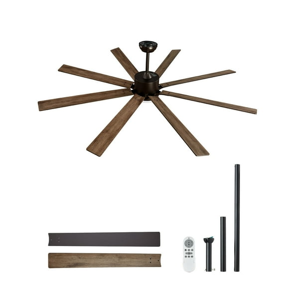 KFFKFF 72 Inch Indoor/Outdoor Ceiling Fan with Lighting, 6-Speed Remote Operated, 3-Color Temperature Dimmable, DC Motor with Reversible Function, Contemporary Flush Mount Design