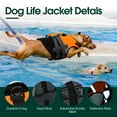 thumbnail image 3 of Kuoser Dog Life Jacket with Reflective Strips, Adjustable Life Vest for Small Medium Large Dogs, Orange, XS, 3 of 8