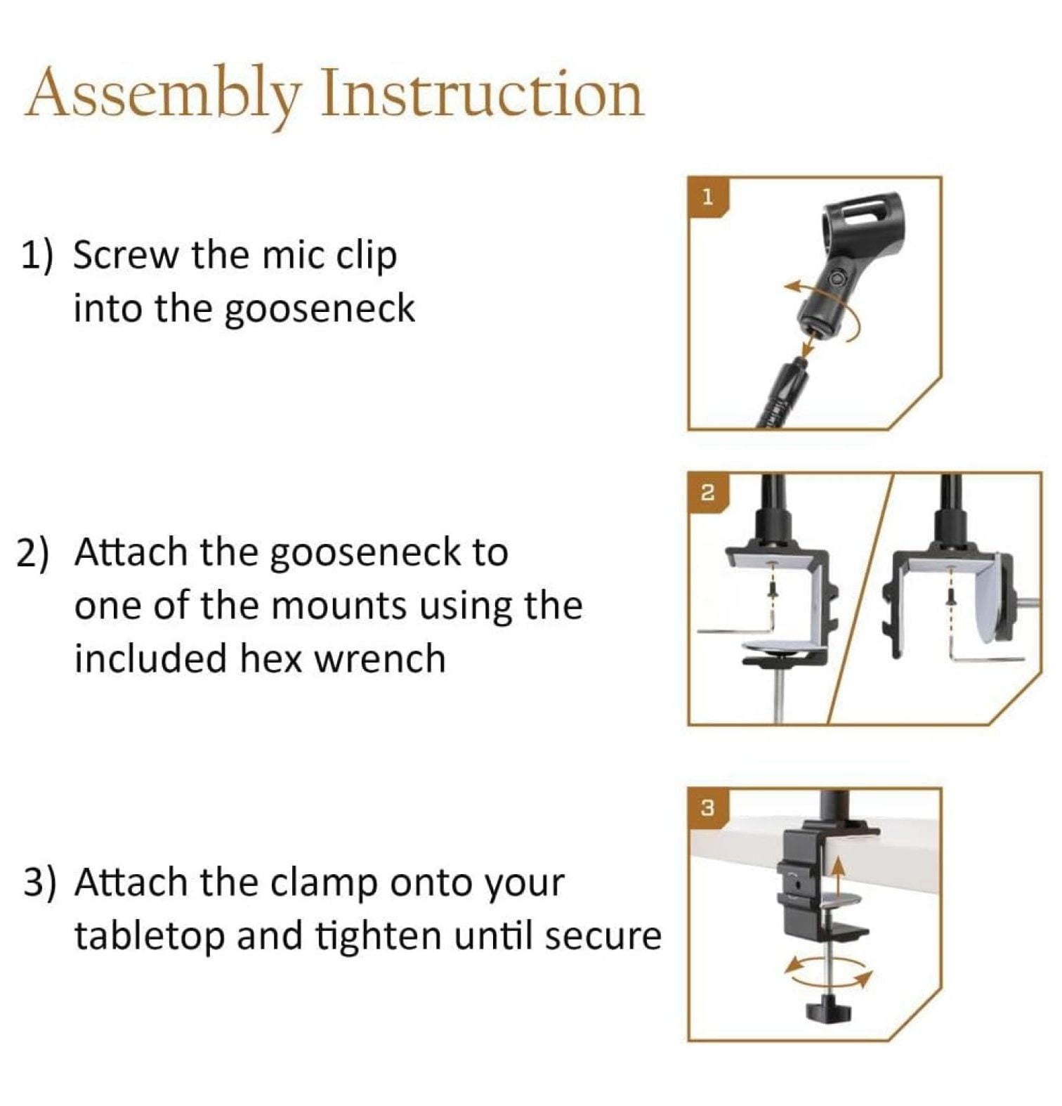 Microphone Arm Stand Long 20'' Sturdy Gooseneck Mic Stand Adjustable Microphone Arm Stand with Clamp - Flexible Mike Stand Podium Compact Mic Arm for Desk Traveling (Black)