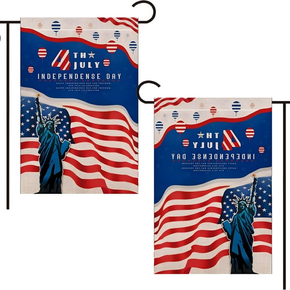 MYFLOCY 2PCS 4th of July Patriotic Garden Yard Flag for Outside Memorial Day Outdoor Spring Decoration (Statue Liberty)