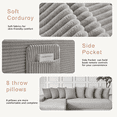 thumbnail image 6 of 110" L Shaped Modular Sectional Couch with Reversible Chaise, 3-in-1Memory Foam Boneless Couch for Living Room,Corduroy Folding Floor Cloud Couch Bed (Left Facing Sofa), 6 of 7
