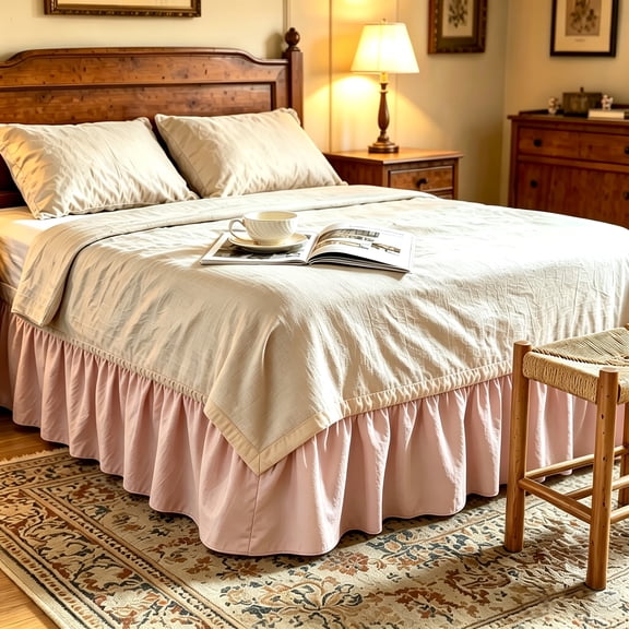 Twin Wrap Around Dust Ruffle Bed Skirt - Fashionable & Long-lasting With Double Elastic Belts
