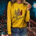 thumbnail image 2 of Odeerbi Christmas Tops For Women Long Sleeve Blouses MERRY CHRISTMAS Plaid Print 2025 Casual Round Neck T-shirt Yellow, 2 of 6