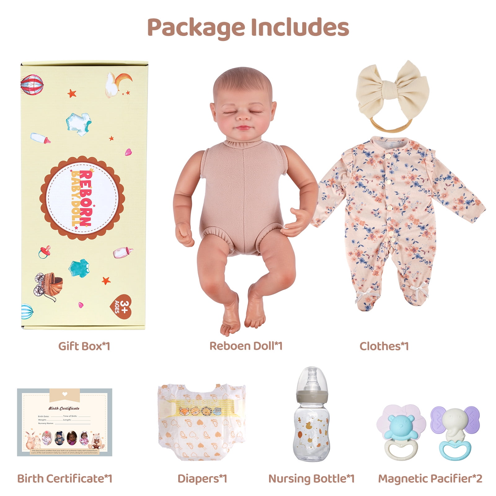Reborn Baby Dolls 17 inch Soft Body Realistic Newborn Baby Dolls with Clothes Gift Box for Kids Age 3+