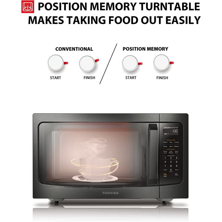 TOSHIBA ML2-EC10SA(BS) 8-in-1 Countertop Microwave with Air Fryer Microwave  Combo, Convection, Broil, Odor removal, Mute Function, 12.4 Position  Memory Turntable with 1.0 Cu.ft, Black stainless steel 