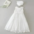 thumbnail image 2 of Baby Girls Sleeveless Baptism Dress Christening Gown with Bonnet, 2 of 2