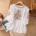 thumbnail image 2 of Kezqiaxn Plus Size Tops for Women Embroidery Half Sleeve Crew Neck Loose Shirts Business Casual Dressy Blouses, 2 of 5
