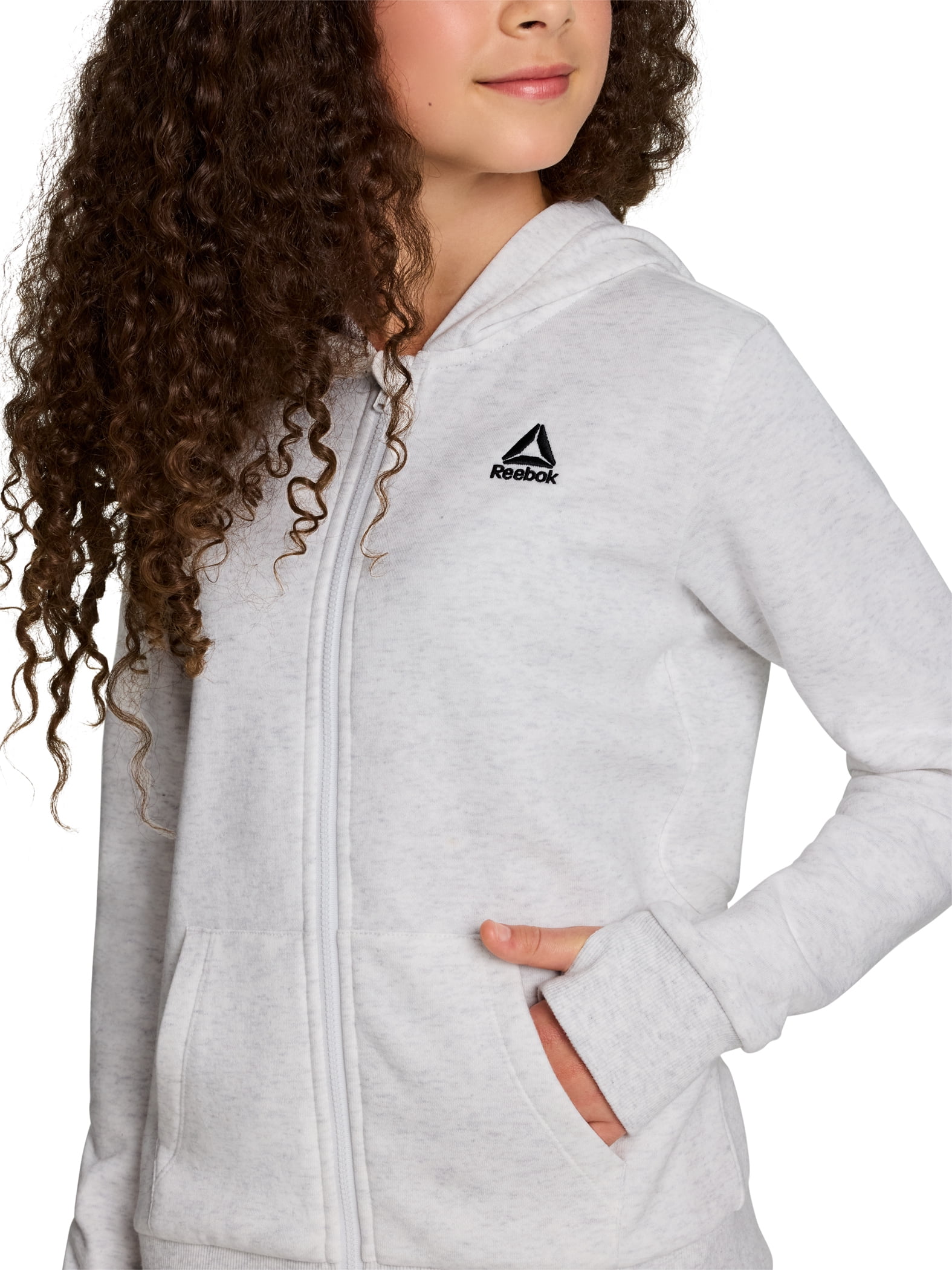 Reebok Girl’s Game Day Fleece Full Zip Hoodie, Sizes 4-18