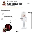 thumbnail image 2 of Set 4 Cascanueces De Madera 13cm Blanco Y Plateado Navideños, 2 of 7