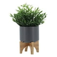thumbnail image 4 of 5" PLANTER W/ WOOD STAND, MATTE GRAY, 4 of 4