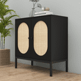 thumbnail image 2 of Zzistar Buffet Cabinet with Double Oval Rattan Door, Wood Console Cabinet Accent Storage Cabinet Sideboard, 2 of 11