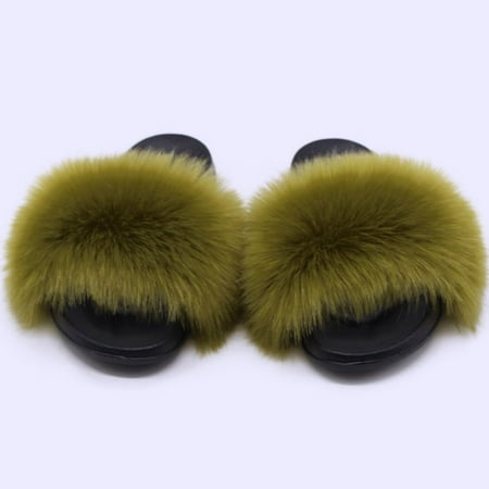 

XWQYRG Women Fuzzy Slippers Color Block Fluffy Slides Furry Slipper Breathable Shoe Outdoor Lightweight Faux Home Shoes Royal