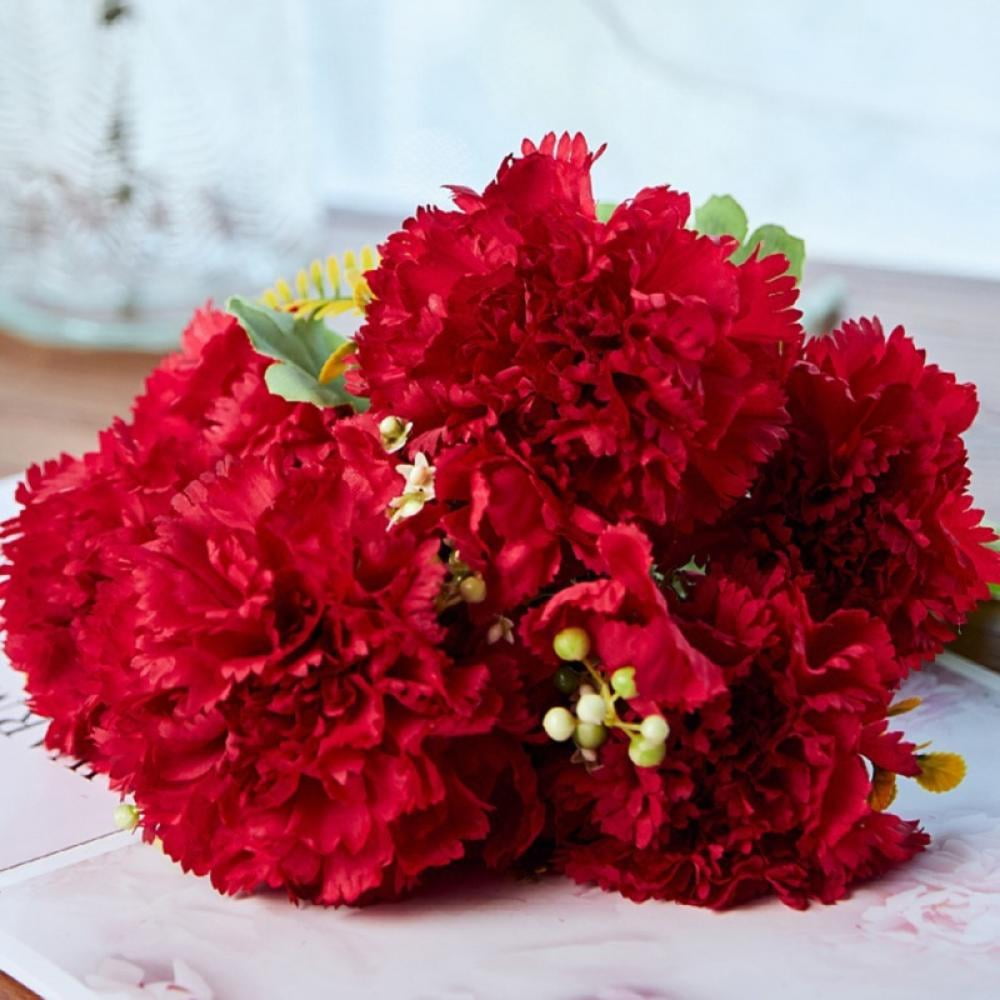 Artificial Carnation Flowers Faux Carnation Bundle 7Heads Per Bunche