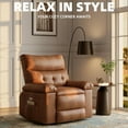 thumbnail image 6 of Twister.CK Electric Recliner Chair with Heat and Massage, 360° Swivel Rocker Lounge Recliner, Single Sofa with Footrest, Brown, 6 of 10