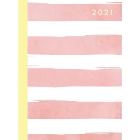 2021 Annual Planner Weekly Monthly : 12 Month Hardcover Planner 2021 - 8.5" x 11" January - December 2021 - 2 Pages per Week - Pink Stripes (Hardcover)