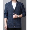 thumbnail image 4 of Kukuzhu Men's Casual Shawl Collar Button Down Cabel Knit Cardigan Sweater with Pockets, 4 of 5