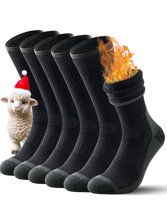 Merino Wool Hiking Socks for Men & Women Performance Thermal Winter Warm Boot Work Cushion Socks 3 Pairs