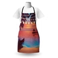 thumbnail image 3 of Island Party Apron, Mystic Evening at the Beach Hanging Ornamental Ornaments Honeymoon, Unisex Kitchen Bib with Adjustable Neck for Cooking Gardening, Adult Size, Dark Purple Pink Blue, by Ambesonne, 3 of 4