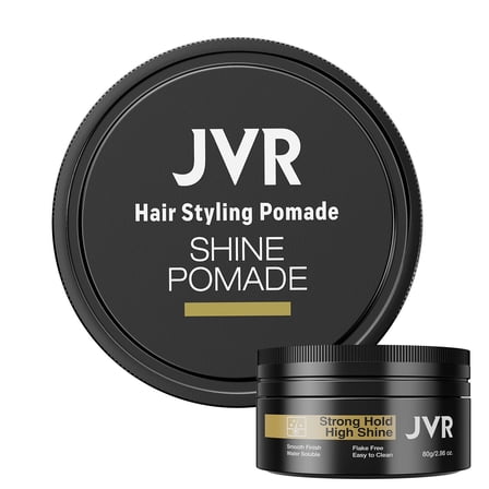JVR Men's Strong Hold, High Shine, Easy to Wash Out Hair Pomade with Water Based, 2.86oz