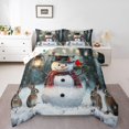 thumbnail image 2 of Xmas Snowman Queen Comforter Set Cute Rabbit Down Comforter,Merry Christmas Bedding Set,Xmas Snowflake Duvet Set Cartoon Christmas Decorations, 2 of 6