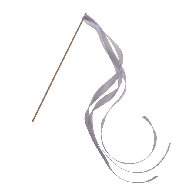 CIMAXIC wedding 20Pcs Ribbon Sticks Fairy Sticks Ribbon Streamers Wands Wedding Party Wands Party Favors without Bell (Silver),11.81"X23.62"X0.2"
